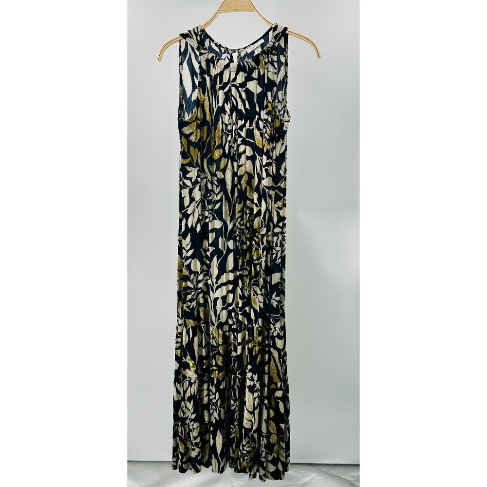 Dress‎ Barn Halter Floral Print Brown/Blue Halter Maxi Dress, Size 10 - Picture 3 of 11